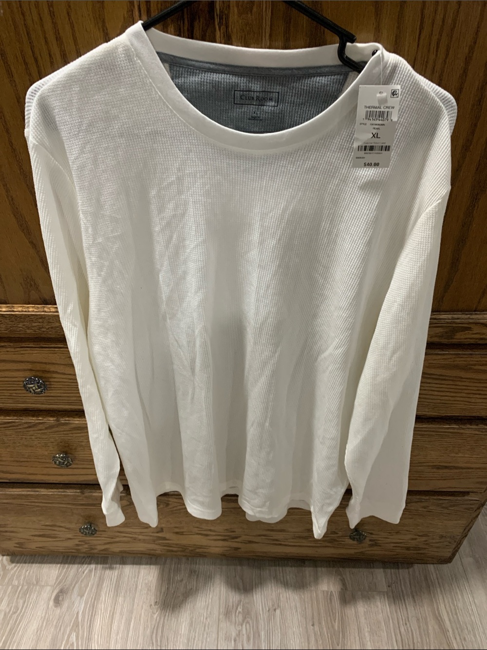 Club Room White Long-Sleeve Thermal Crewneck Shirt